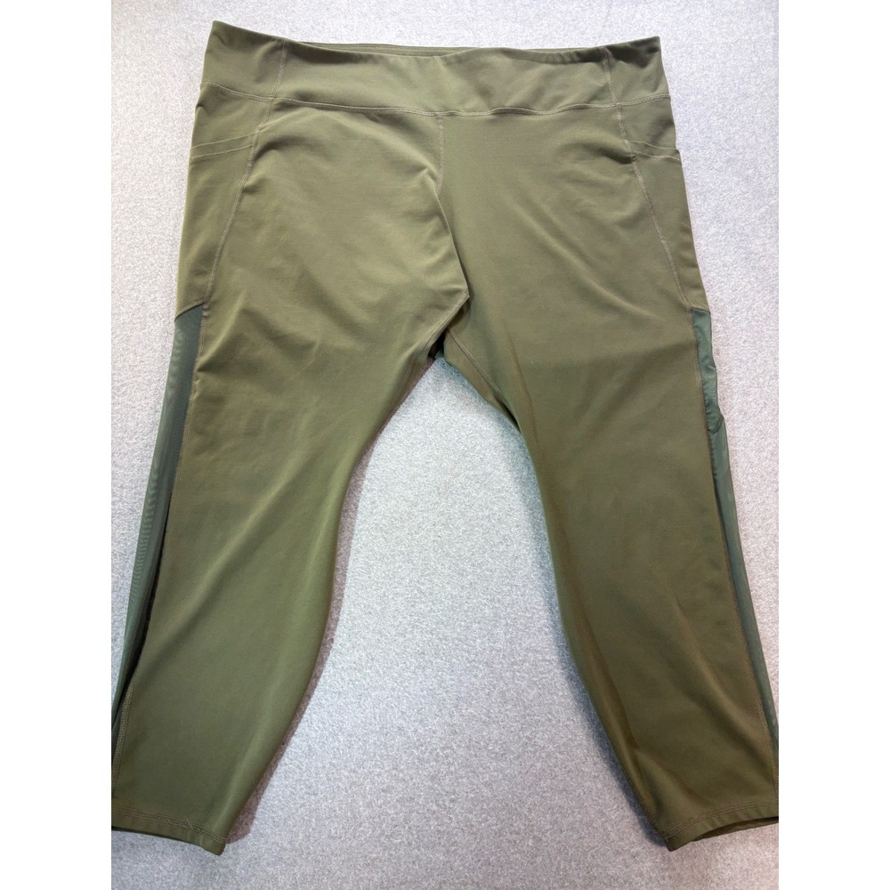Old Navy Active Go-Dry Olive Green Mesh Panel Pocket Leggings 4X Plus